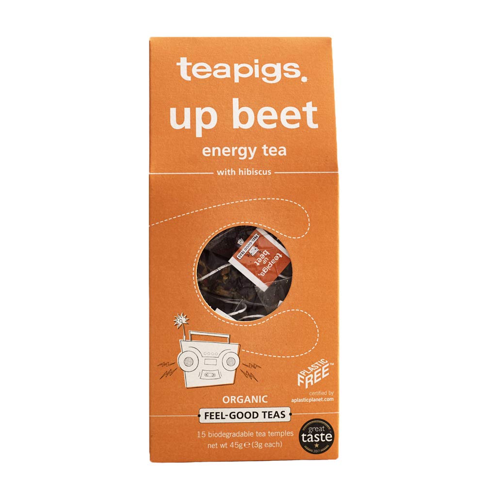 Teapigs Up Beet Energy Tea Bags, 15 Count, Hibiscus, Fruit And Beet Root For Natural Energy Lift, Caffeinated