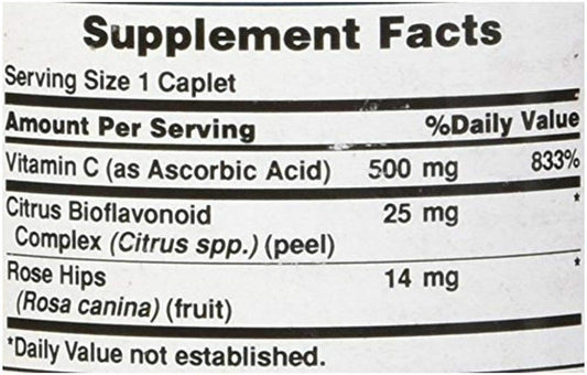 Puritan'S Pride Vitamin C-500 Mg With Bioflavonoids & Rose Hips Taplets, 100 Count