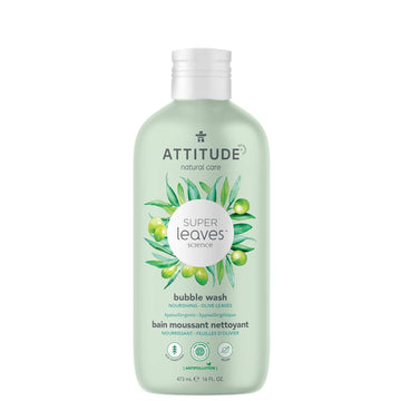 Attitude Bubble Bath, Ewg Verified, Plant And Mineral-Based, Dermatologically Tested, Vegan Body Care Products, Olive Leaves, 16 Fl Oz