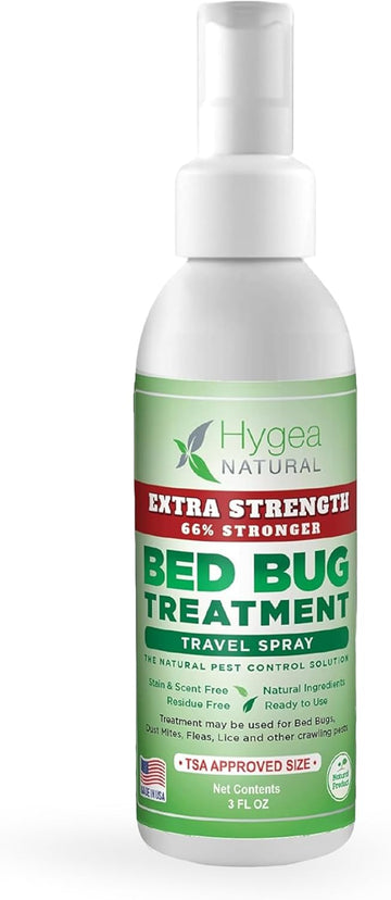 Extra Strength Bed Bug & Mite Natural Travel Spray - Tsa Approved Size - Child & Pet Friendly - Stain & Odor Free - For Hotel, Suitcase, Backpack, Shoes - 66% Stronger Formula (3 Oz)