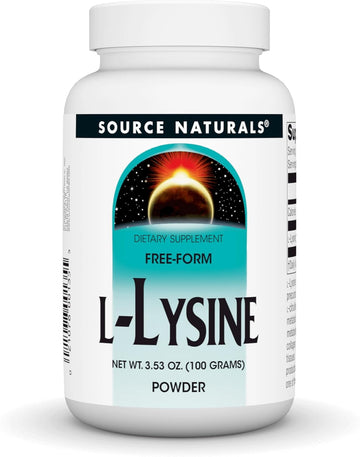 Source Naturals L-Lysine Free Form Powder -Amino Acid Supplement Supports Energy Formation & Collagen* - 100 Grams