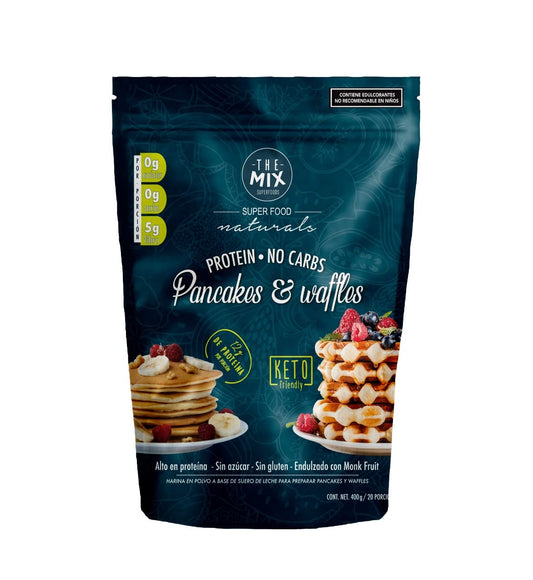 Pancakes Or Waffles Mix - Zero Carbohydrates Per Serving - No Erythritol - No Nuts - Gluten Free - Easy To Make - 20 Serving - 400 G - The Mix Superfoods