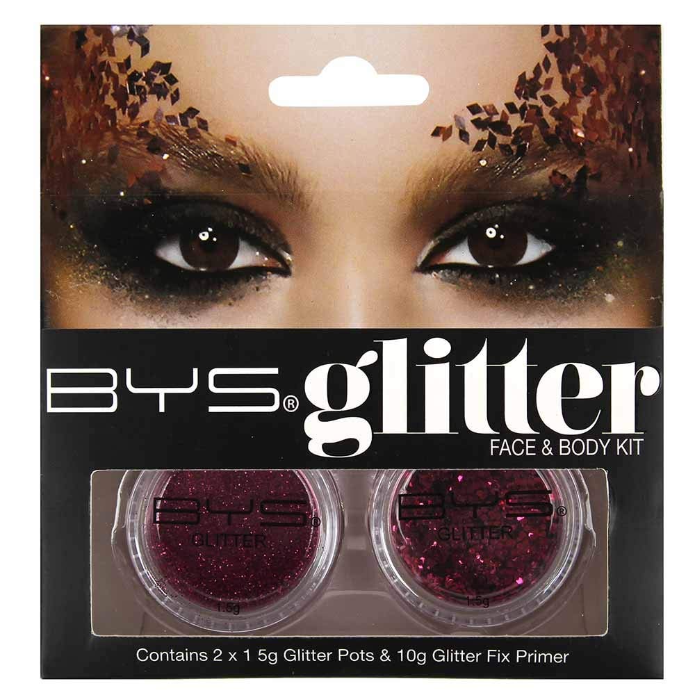 Bys Glitter Face And Body Kit With Primer - Fuchsia Pink : Beauty & Personal Care