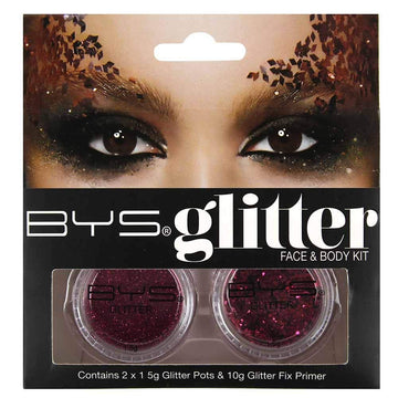 Bys Glitter Face And Body Kit With Primer - Fuchsia Pink : Beauty & Personal Care