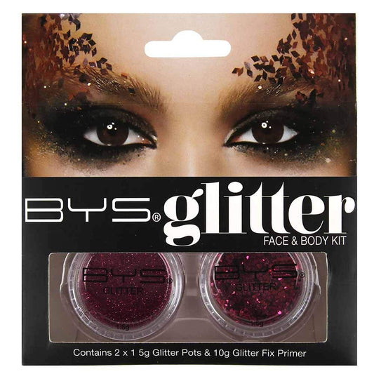 Bys Glitter Face And Body Kit With Primer - Fuchsia Pink : Beauty & Personal Care