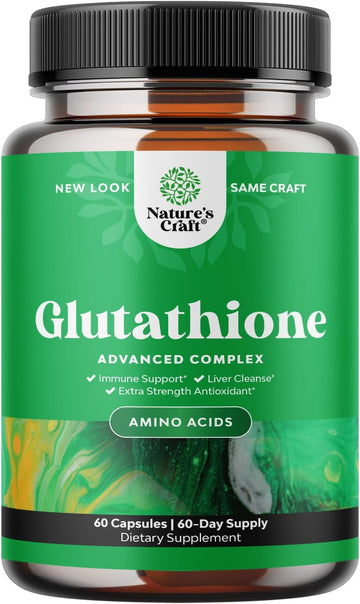 Glutathione Amino Acid Nutritional Supplement - Pure Glutathione Supplements for Liver Support - L Glutathione Pills with Glutamic Acid and Milk Thistle Seed Extract for Potent Immune Support