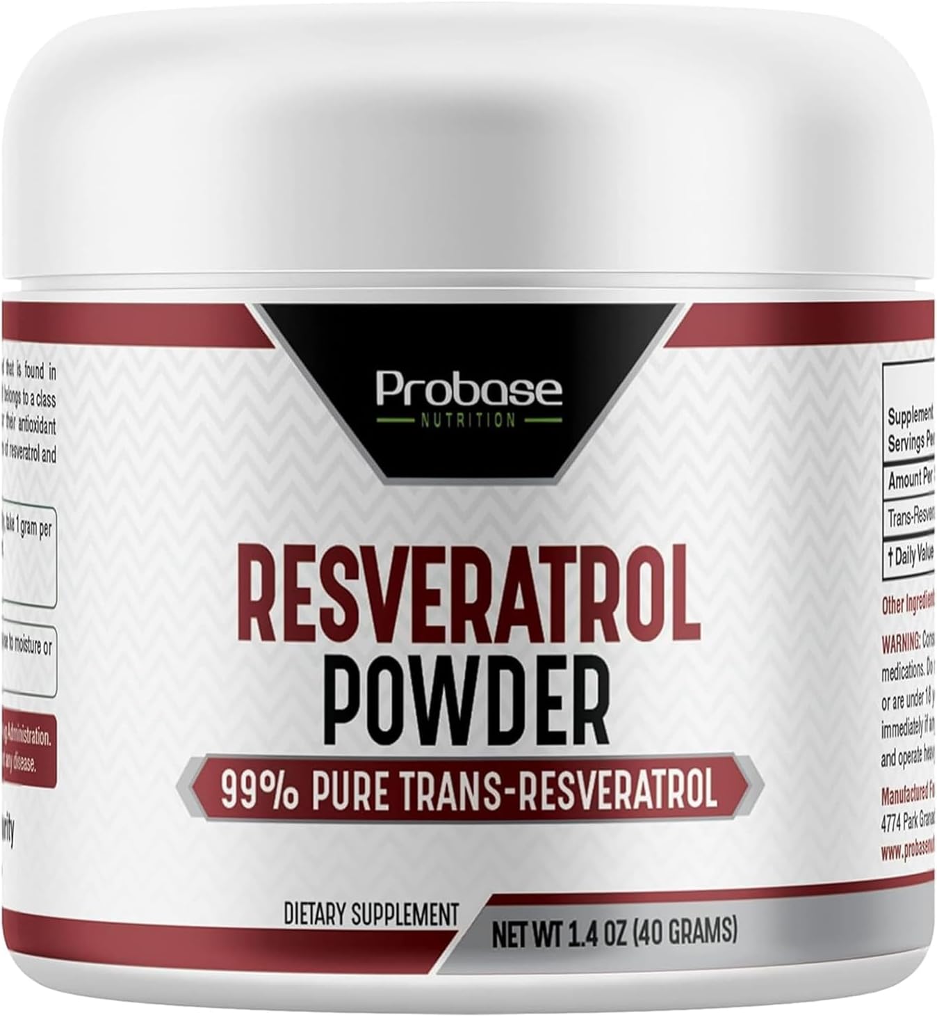 Trans Resveratrol Supplement, High Purity Resveratrol Powder For Age Support, 40-Day Supply, 40 Grams