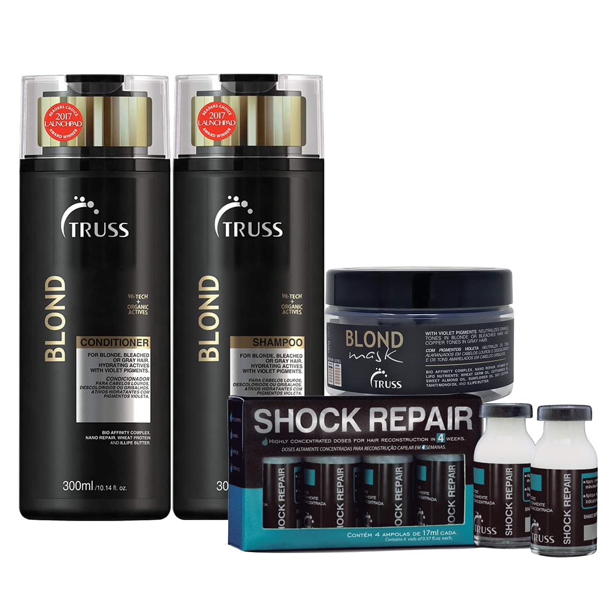 Truss Blond Shampoo And Conditioner Set Bundle With Hair Mask And Shock Repair Hair Treatment For Damaged Hair