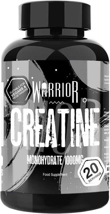 Warrior Creatine Monohydrate Tablets – 3000Mg Per Serving – Supplement For Performance – Supports Muscle Growth – Unflavoured – Suitable For Men & Women – Vegan & Vegetarian Friendly (60 Capsules)