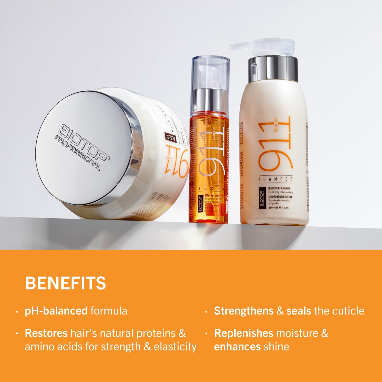 Biotop Professional 911 Quinoa Hair Conditioner - Hydrating Conditioner For Hair Health + Frizz Control - Repairing, Ph Balancing & Nourishing Treatment For Dry Ends - (16.9 Oz/500Ml) : Beauty & Personal Care