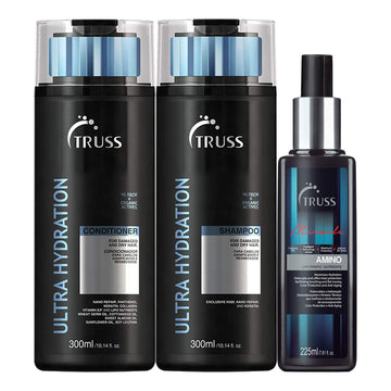 Truss Ultra Hydration Shampoo And Conditioner Set Bundle With Amino Miracle Heat Protectant Hair Spray