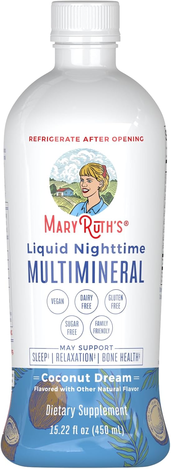 Extra Strength Nighttime Liquid Multimineral Sleep Supplement | Sugar Free | Calm Magnesium Citrate Sleep | No Melatonin | Calcium Magnesium Zinc | Available In 4 Flavors | Vegan | 15 Servings