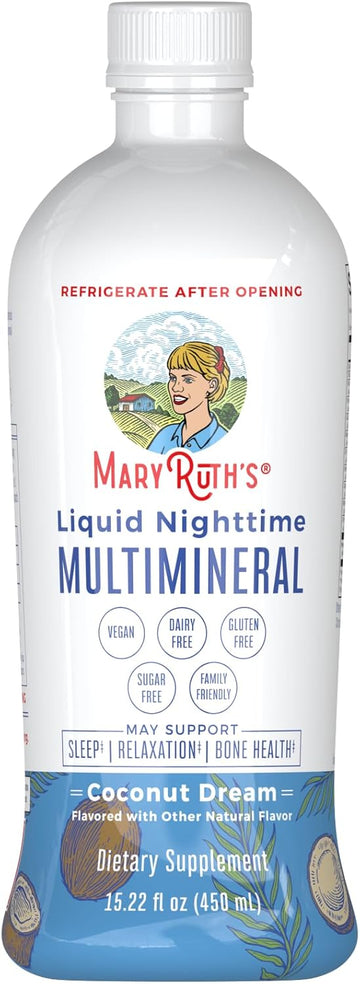 Extra Strength Nighttime Liquid Multimineral Sleep Supplement | Sugar Free | Calm Magnesium Citrate Sleep | No Melatonin | Calcium Magnesium Zinc | Available In 4 Flavors | Vegan | 15 Servings