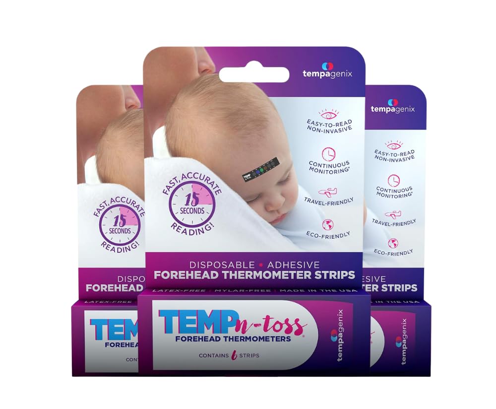 Fast Reading Disposable Forehead Thermometer Strips - Temp-N-Toss for Accurate & Hygienic Baby Temperature Measurement - Easy to Use and Reliable Single-Use Fever Indicator (18)