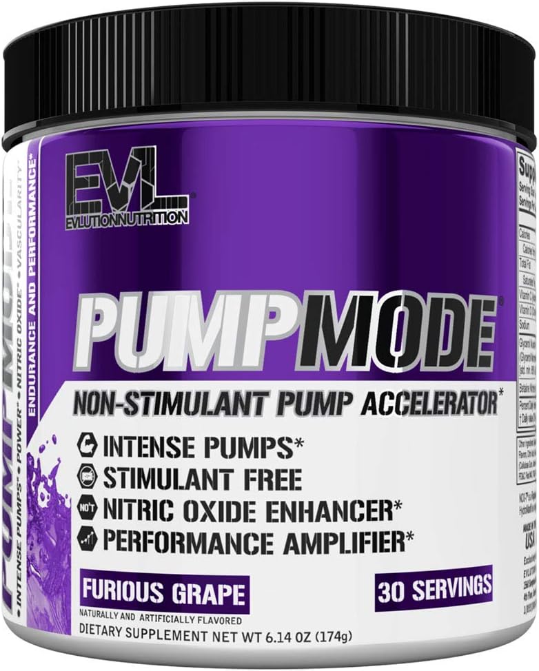 Evl Pumpmode Nitric Oxide Supplement - Nitric Oxide Booster Pump Pre Workout Powder With Glycerol And Betaine For Muscle Recovery Growth And Endurance - Stim Free Pre Workout Drink (Blue Raz)