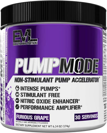 Evl Pumpmode Nitric Oxide Supplement - Nitric Oxide Booster Pump Pre Workout Powder With Glycerol And Betaine For Muscle Recovery Growth And Endurance - Stim Free Pre Workout Drink (Blue Raz)