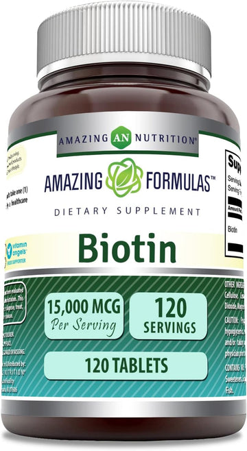 Amazing Formulas Biotin 15000mcg 120 Tablets Supplement | Non-GMO | Gluten Free | Made in USA