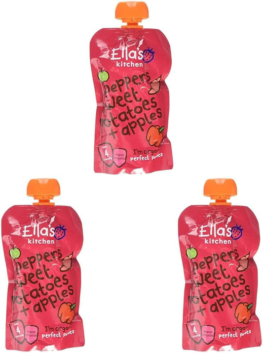 Ella'S Kitchen Apples Sweet Potatoes + Peppers, 120G (Pack Of 3)