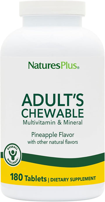 Natures Plus Adult’S Chewable, Pineapple Flavor - 180 Tablets, Pack Of 2 - Multi-Vitamin & Mineral Supplement - Vegan, Gluten Free - 360 Total Servings