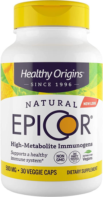Healthy Origins EpiCor (Immune Protection), 500 mg - Plant-Based Immune Support Capsules - Gluten-Free & Non-GMO Supplement - 30 Veggie Caps