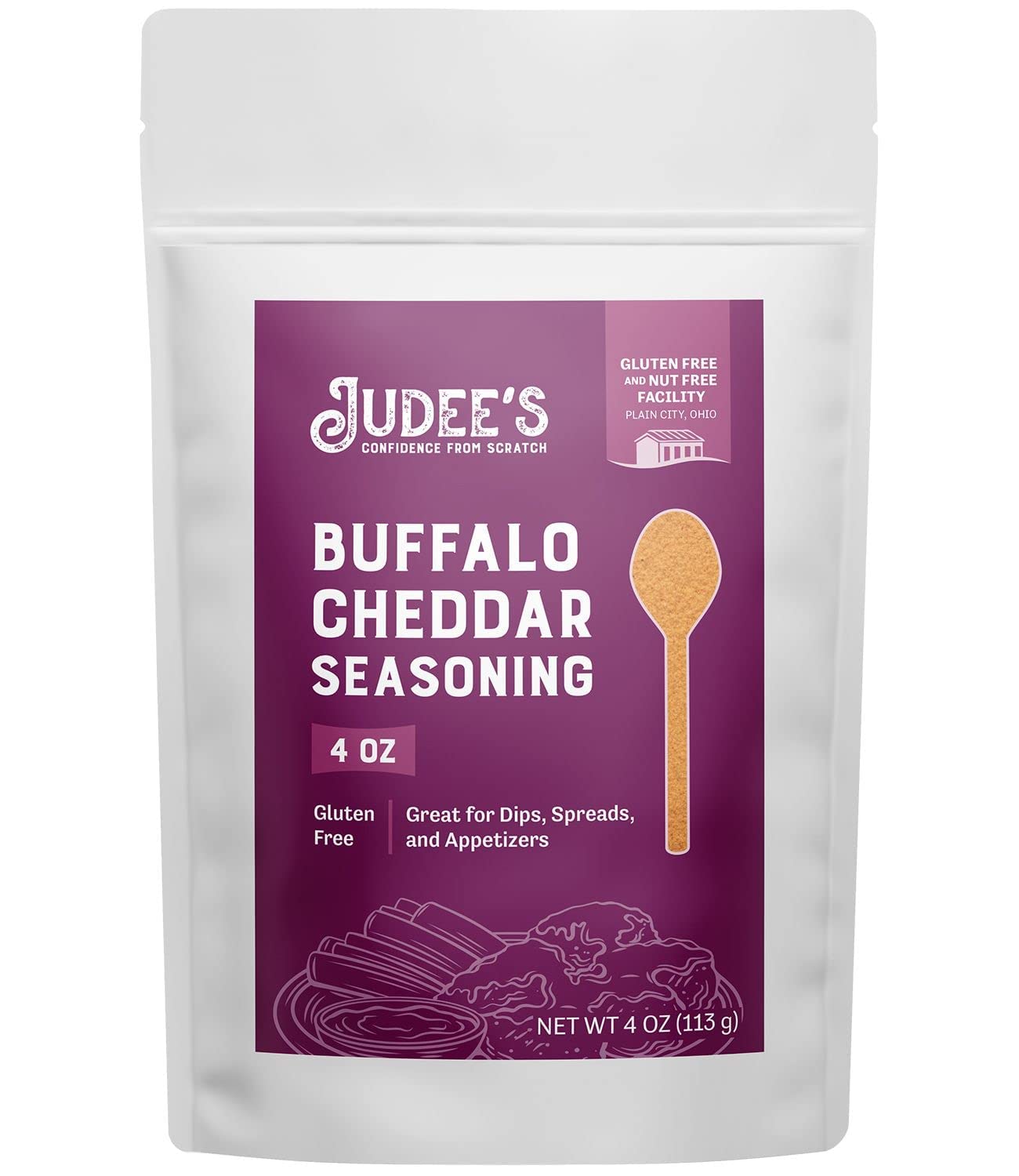 Judee'S Buffalo Cheddar Seasoning 4 Oz - Great For Salad Dressings, Seasonings, And Dips - Sprinkle Over French Fries And Appetizers - Gluten-Free And Nut-Free