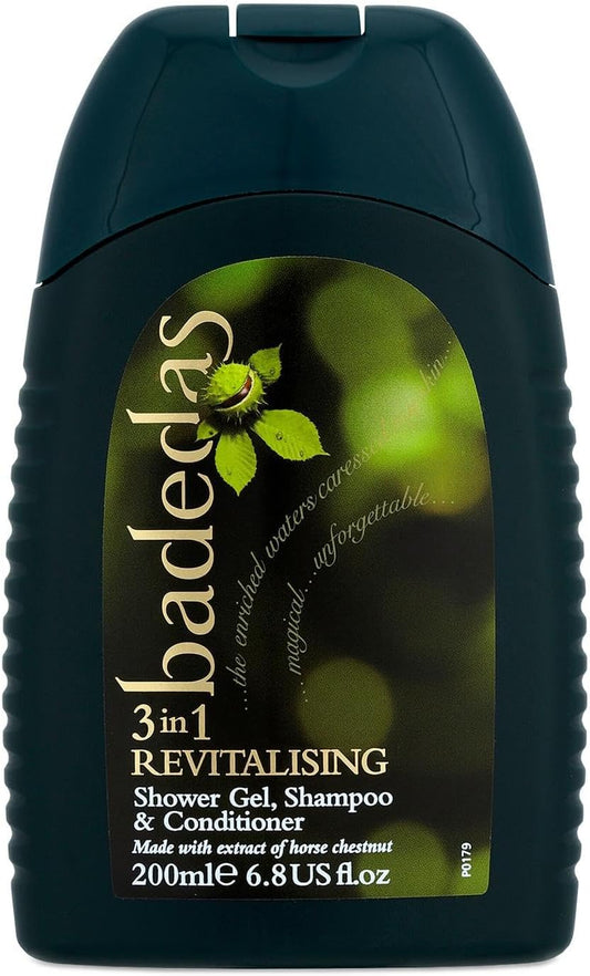 Badedas 3-In-1 Revitalizing Shower Gel Shampoo And Conditioner Made With Extract Of Horse Chestnut And The Distinctive Badedas Fragrance 200 Ml Pack Of 4
