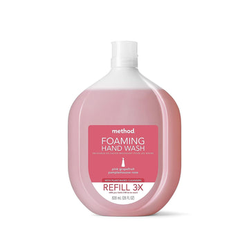 Method Foaming Hand Soap, Refill, Pink Grapefruit, Recyclable Bottle, Biodegradable Formula, 28 oz, (Pack of 1)