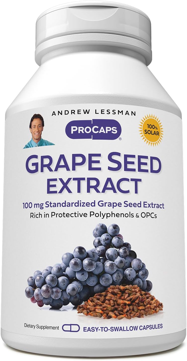 Andrew Lessman Grape Seed Extract 360 Capsules - 100 Mg Standardized Extract, Anti-Oxidant, Neutralizes Damaging Free Radicals, Supports Healthy Circulation. Rich In Protective Polyphenols