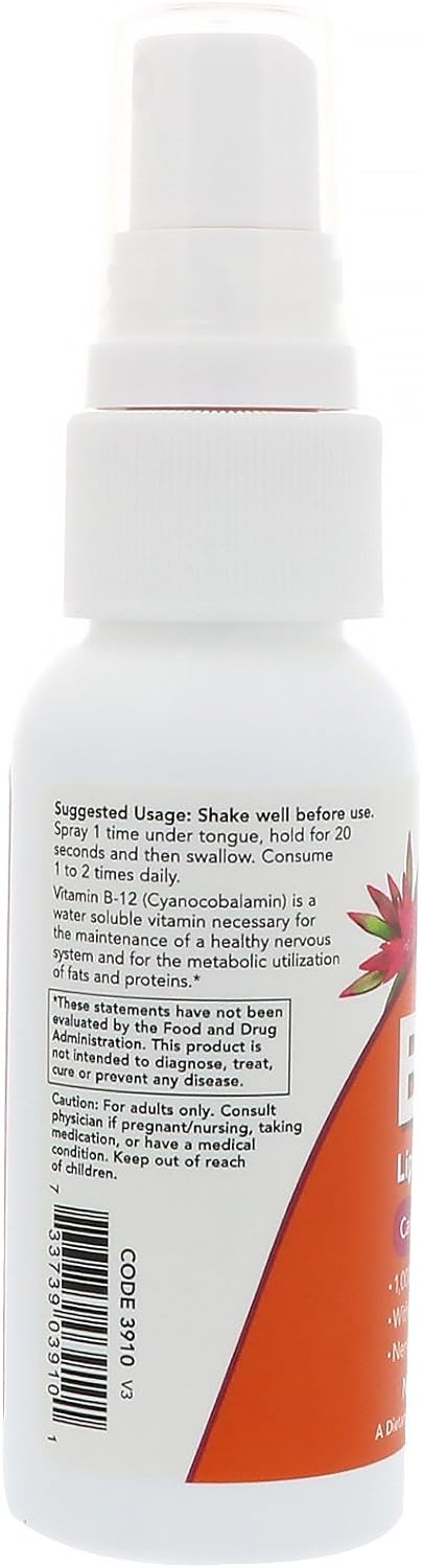 Now Foods B-12 Liposomal Spray, 1,000 mcg, 2 fl oz (59 ml) : Health & Household