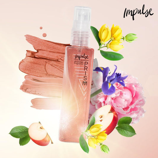 Impulse Prism Body Shimmer Spray | Ylang Ylang And Apple Fragrance Body Mist Infused With Coconut Water | Nourished And Glowy Skin | Festival Glitter Essentials | 100 Ml
