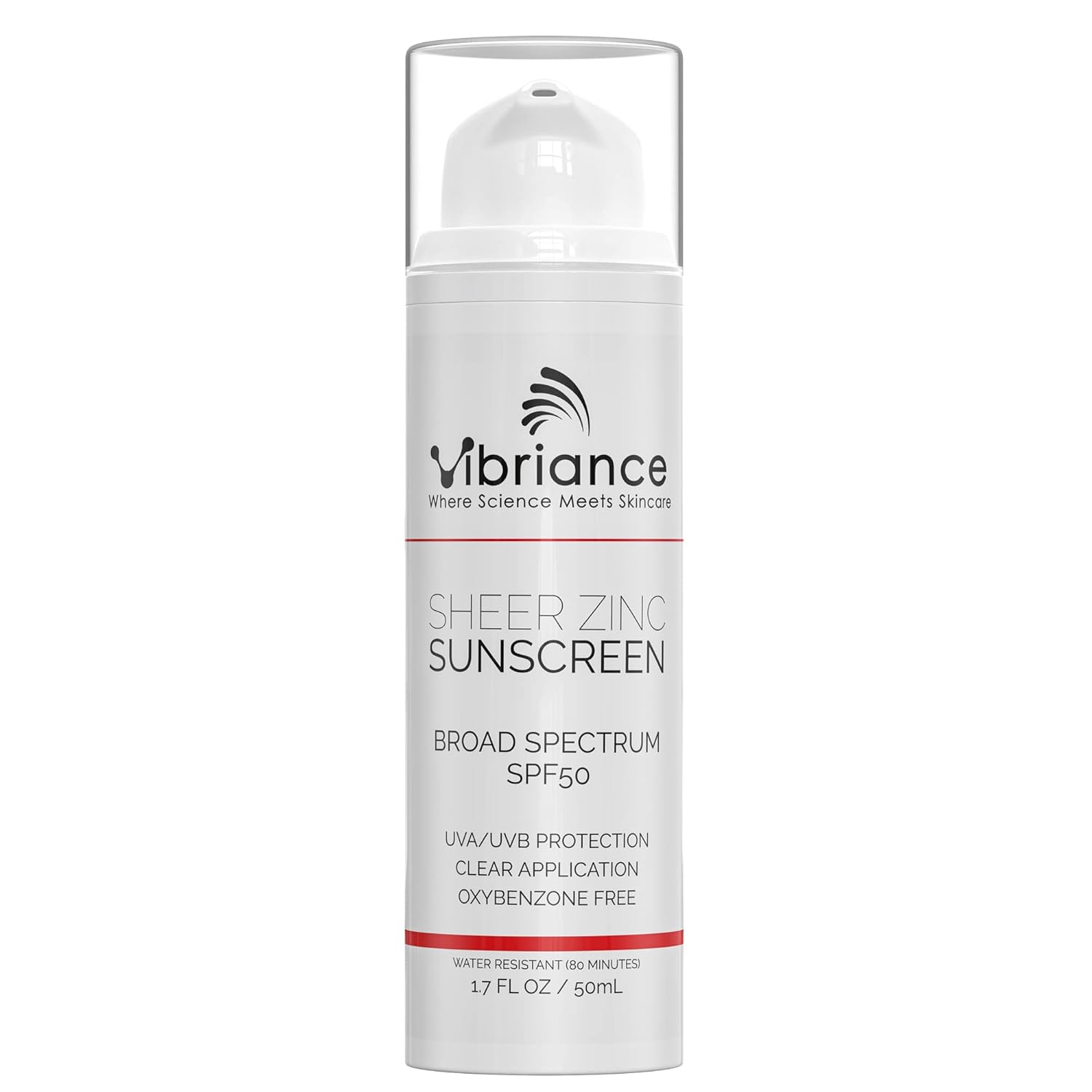 Vibriance Sheer Zinc Face Sunscreen Spf 50 - Sensitive Skin Friendly, Skin Rejuvenation, Clear Zinc Oxide Sunscreen, Face & Neck, Broad Spectrum - 1.7 Fl Oz (50 Ml)