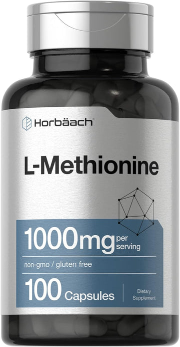 Horbäach L-Methionine 1000mg | 100 Capsules | Non-GMO, Gluten Free | Free Form Supplement