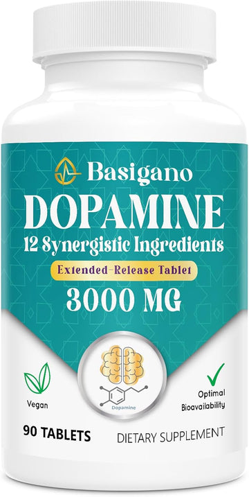 Natural Dopamine Supplement For Energy, Focus, Motivation, Mental Alertness, Mood, And Stress - Non-Gmo, Gluten-Free - 90 Tablets