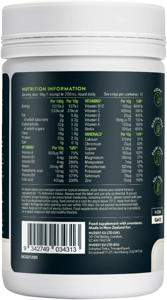 Greens Powder By Nuzest – Good Green Vitality – Filled With Vitamins, Minerals & Superfoods – Vegan Multivitamin Greens Drink - Gluten Free - Dairy Free - 10G - 1 Serving