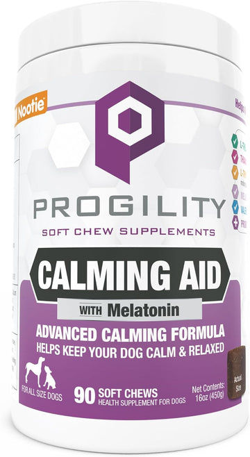 Nootie PROGILITY Daily Calming Aid Chews for Dogs - Aids Dog Anxiety, Separation Anxiety & Stress Relief with Melatonin - Dog Relaxant Dogs - 90 ct. - Sold in Over 4,000 Pet Stores