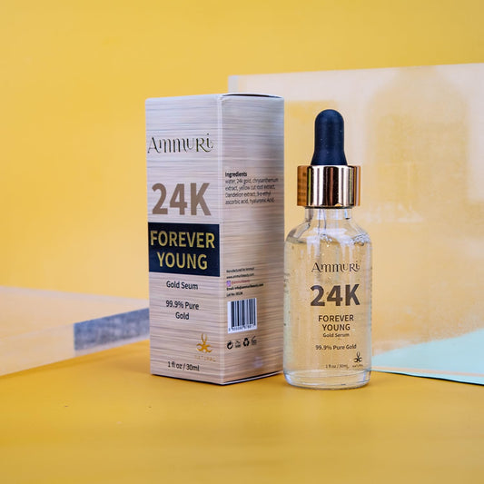 Ammuri 24K Gold Serum Anti-Ageing Anti-Wrinkle Formula Collagen Moisturizing Skin Care Face Serum - Targets Pigmentation, Uneven Skin Tone, And Dark Circles - 30Ml