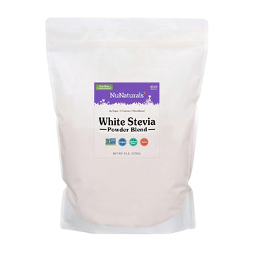 Nunaturals White Stevia Powder, Plant-Based Sugar Substitute, Zero Calorie Sweetener, 5 Lbs