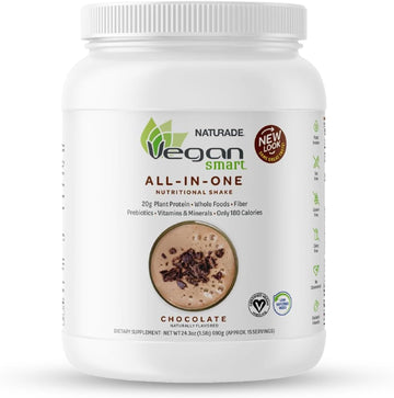 Vegansmart Naturade Plant Based Vegan Protein Powder - All-In-One Nutritional Shake Protein Blend - Gluten Free & Non-Gmo - Chocolate (15 Servings)