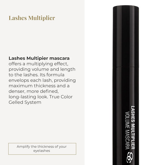 Salerm - Mascara - Lashes Multiplier - 9 Ml - Adds Volume And Length To Lashes - Long-Lasting - No Clumping Or Flaking - Humidity-Resistant - Black Color