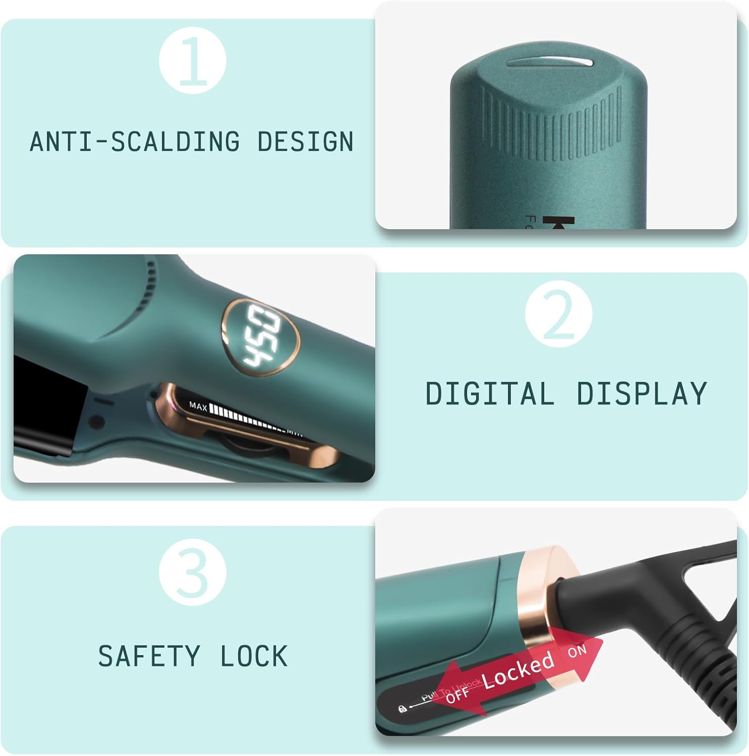 1 Inch Hair Straighteners Professional Flat Iron 3D Floating Mirror Titanium Plates Hair Curling And Straightening 450 Max High Heat Adjustable Temperature : Beauty & Personal Care