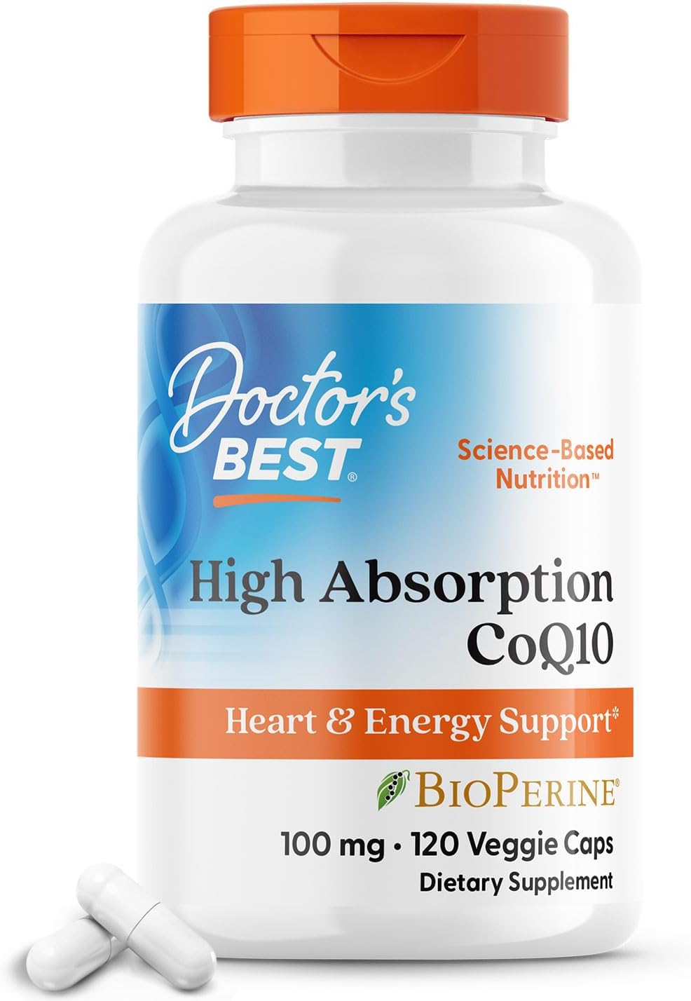 Doctor'S Best High Absorption Coq10 With Bioperine, Heart Health & Energy Production, Non-Gmo, Gluten & Soy Free, Vegan, 100 Mg, 120 Count