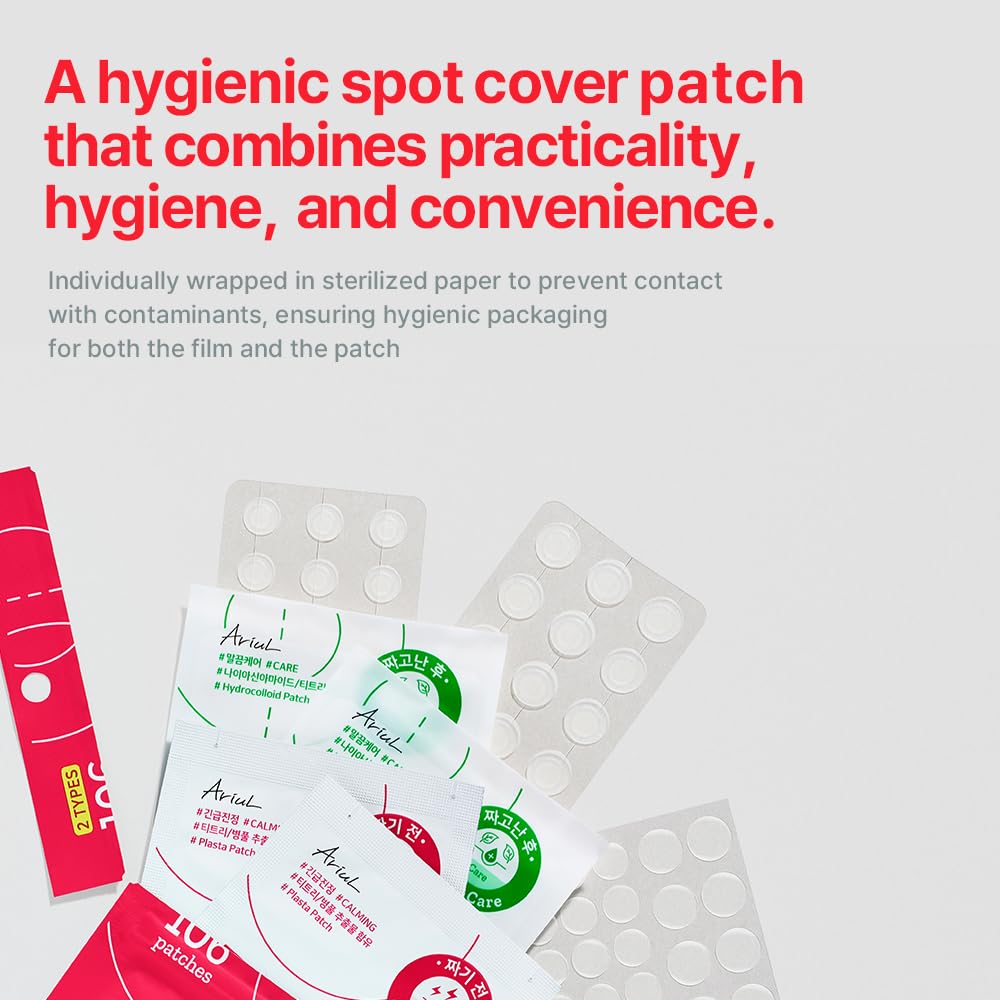 Ariul True Ac Spot Cover Duo Set – Before & After Blemish Care, Hydrocolloid Patch With Salicylic Acid, Niacinamide, Tea Tree Oil & Cica, Ultra-Thin, Korean Skin Care, 106 Patches (Red - Duo Set) : Beauty & Personal Care