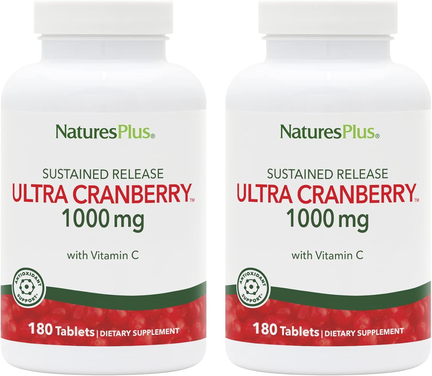 Natures Plus Ultra Cranberry 1000-180 Sustained Release Tablets, Pack Of 2 - Supports A Healthy Urinary Tract - Non-Gmo, Vegetarian, Gluten Free - 180 Total Servings
