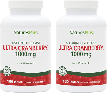 Natures Plus Ultra Cranberry 1000-180 Sustained Release Tablets, Pack Of 2 - Supports A Healthy Urinary Tract - Non-Gmo, Vegetarian, Gluten Free - 180 Total Servings