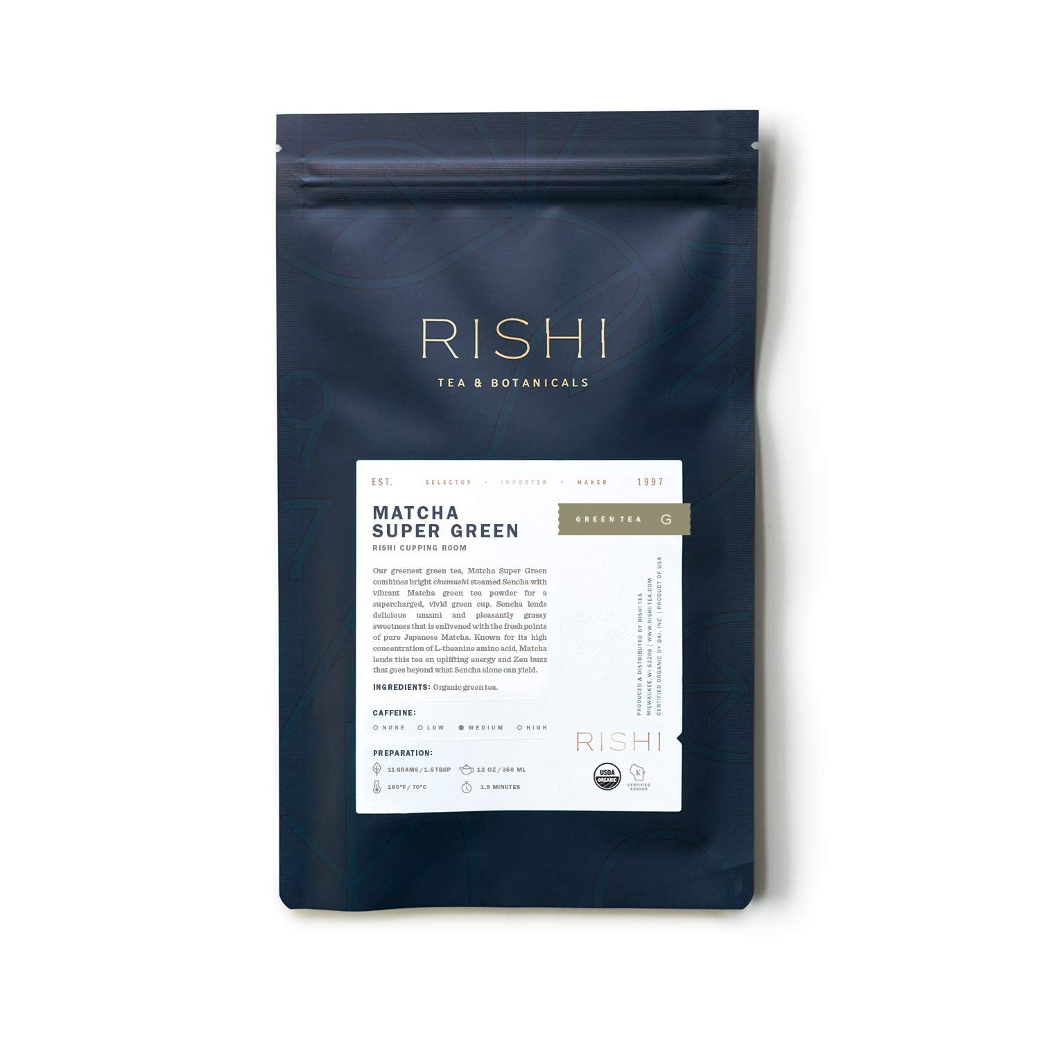 Rishi Tea Matcha Super Green Tea - Organic, Caffeinated Loose Leaf Japanese Green Tea, Umami Antioxidant Rich Sencha & Matcha Blend - 8.81 Ounces (Pack Of 1)