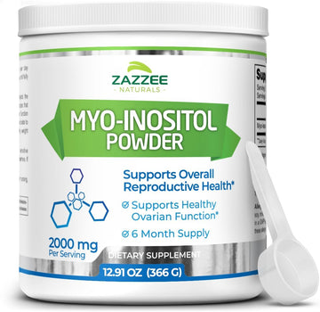 Zazzee Myo-Inositol Powder, 6 Month Supply, 183 Servings, 2000 Mg Per Serving, Free Scoop For Exact Dosage, 12.91 Ounces, 100% Pure, All-Natural Fertility And Reproductive Support, Vegan, Non-Gmo