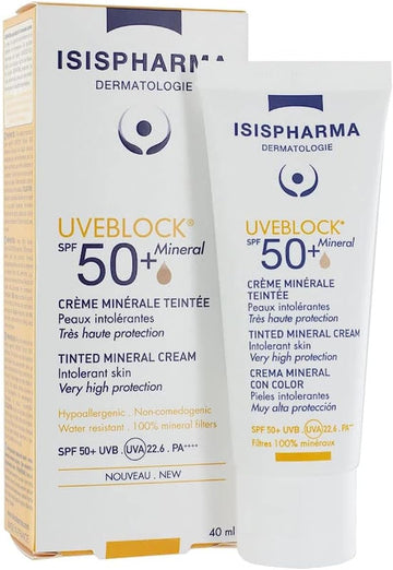 Isispharma - Uveblock Spf 50+ Mineral Tinted Mineral Cream - Sun Protection 40 Ml