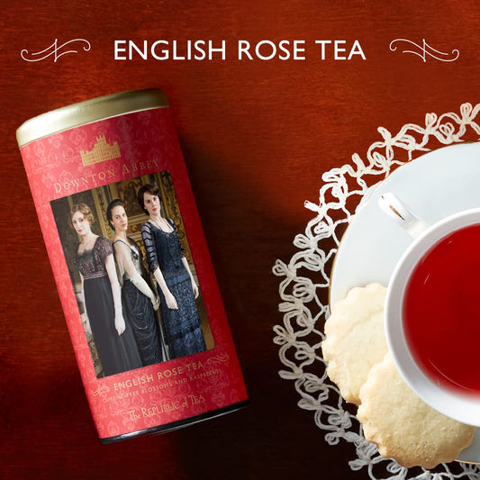 The Republic Of Tea Downton Abbey Premium English Rose Tea, 36 Tea Bags, Rose Hibiscus, Caffeine Free