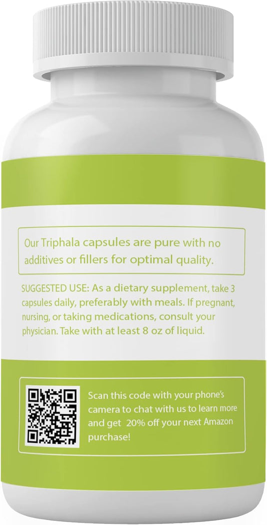 Pure Original Ingredients Triphala Powder, (100 Capsules) Always Pure, No Additives Or Fillers, Lab Verified