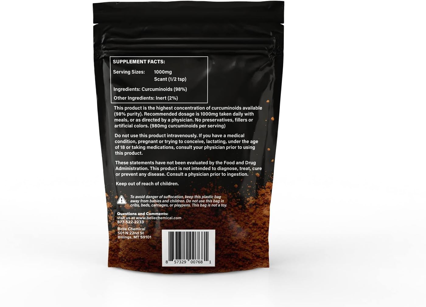 Belle Chemical 98% Pure Curcumin Powder (98% Curcuminoids) (100 Grams) : Health & Household